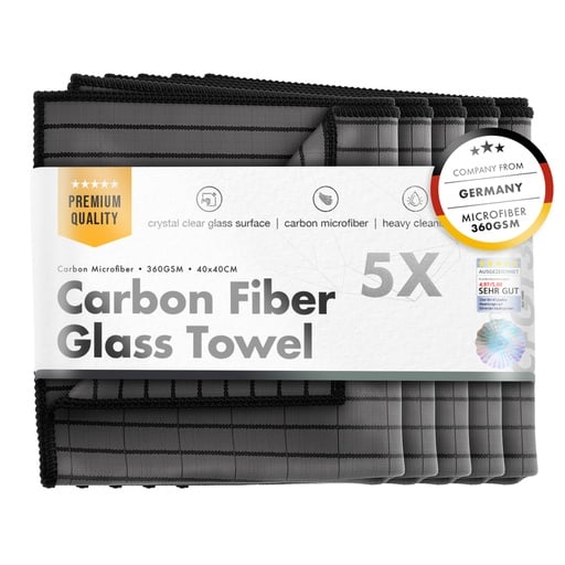 ChemicalWorkz Carbon Fibre Glass Towel - Lot de 5 microfibres vitres